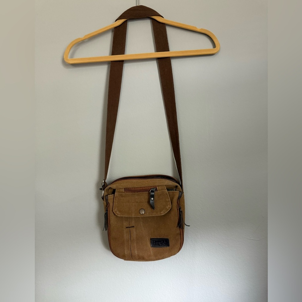 Harwish Canvas Crossbody Travel Utility Bag, Brown